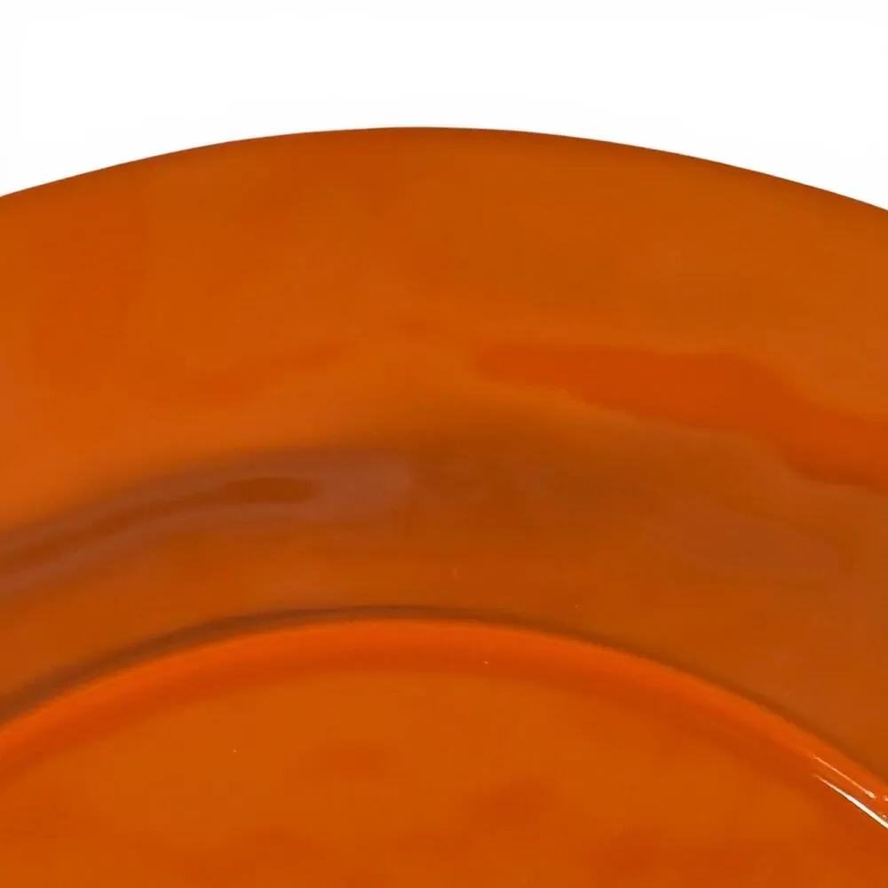 Pier 1 Imports Set of 2 Orange Carmelo Melamine Dinner Plates Crackle Finish
